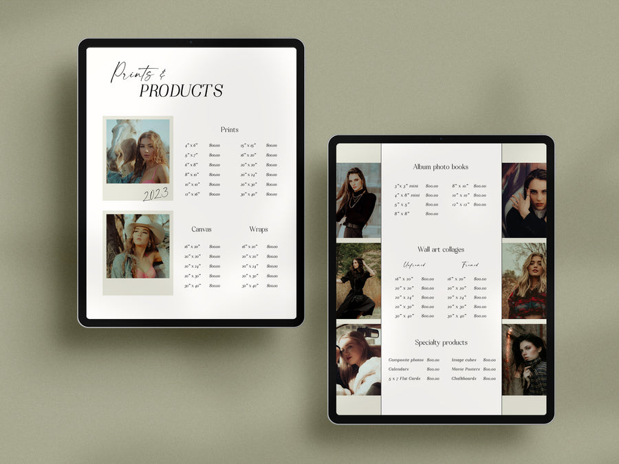 CANVA Senior Photography style Guide magazine Template, Graduation Photography Welcome Guide Template, Photoshop price list CANVA template - MG058