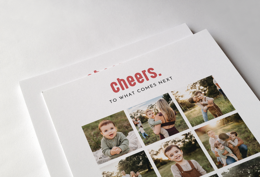 Cheers Photo Collage New Year Card Template for Canva - NG30