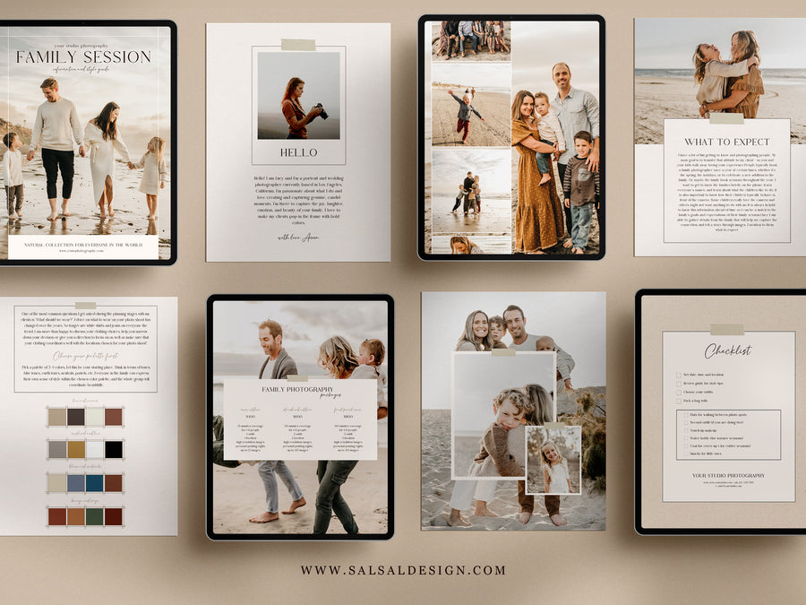 CANVA Family Photography style Guide magazine Template, Pre-written Family Session Welcome Guide Template, Photoshop price list CANVA template - MG067