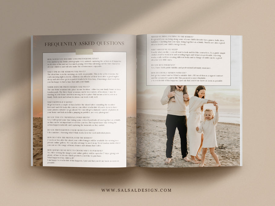 CANVA Family Photography style Guide magazine Template, Pre-written Family Session Welcome Guide Template, Photoshop price list CANVA template - MG067