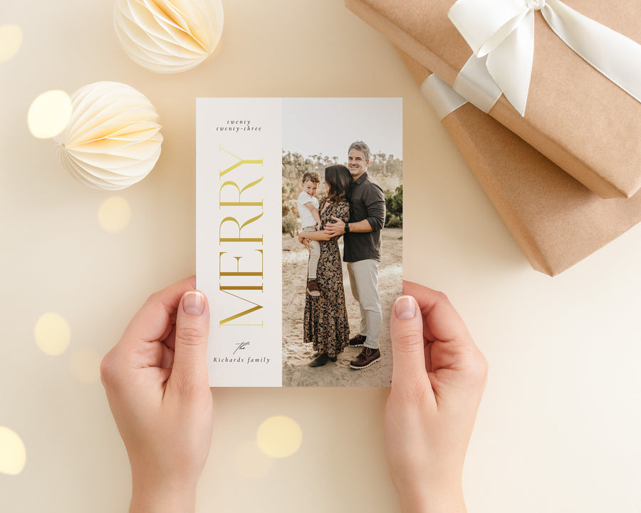 Canva Christmas Card Template, 5x7 Photoshop and Canva template for Family photo card, Printable Photography Merry Christmas Photo card - CD470