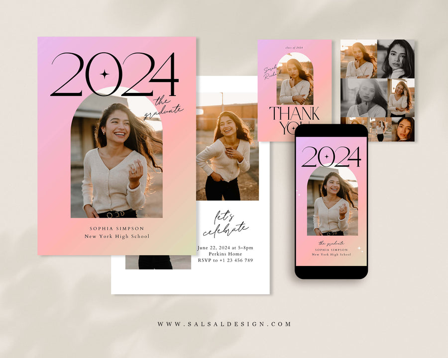 Graduation Bundle - Announcement, Invitation, Thank You Card & IG Story Templates - G444