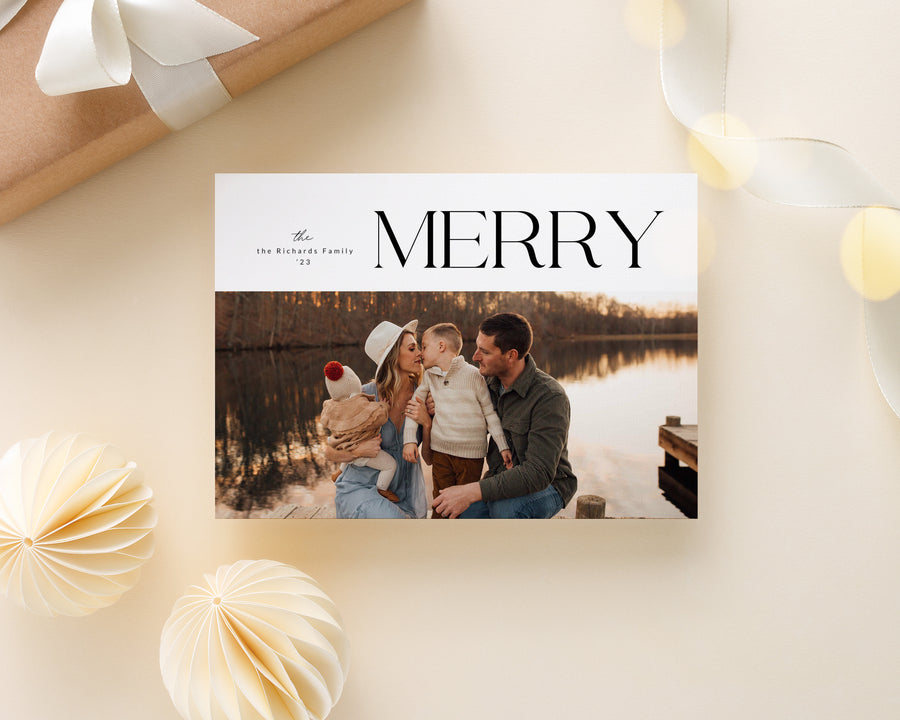 Black And White Merry Christmas 5x7 Template - CD488