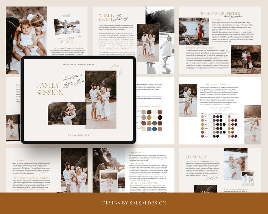 CANVA Family Photography style Guide magazine Template, Pre-written Family Session Welcome Guide Template, Photoshop price list CANVA template - MG045