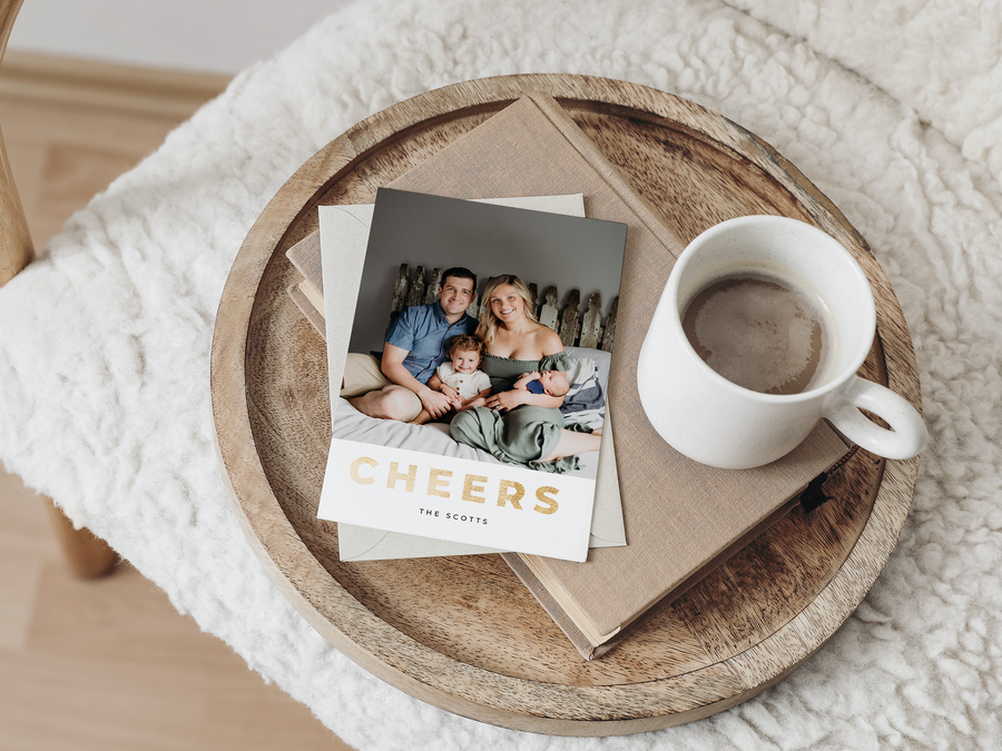 Cheers Minimalist New Year Photo Card Template for Canva - NG29