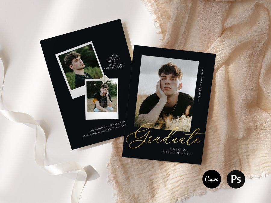 Graduation Announcement and Invitation Card Template - G439