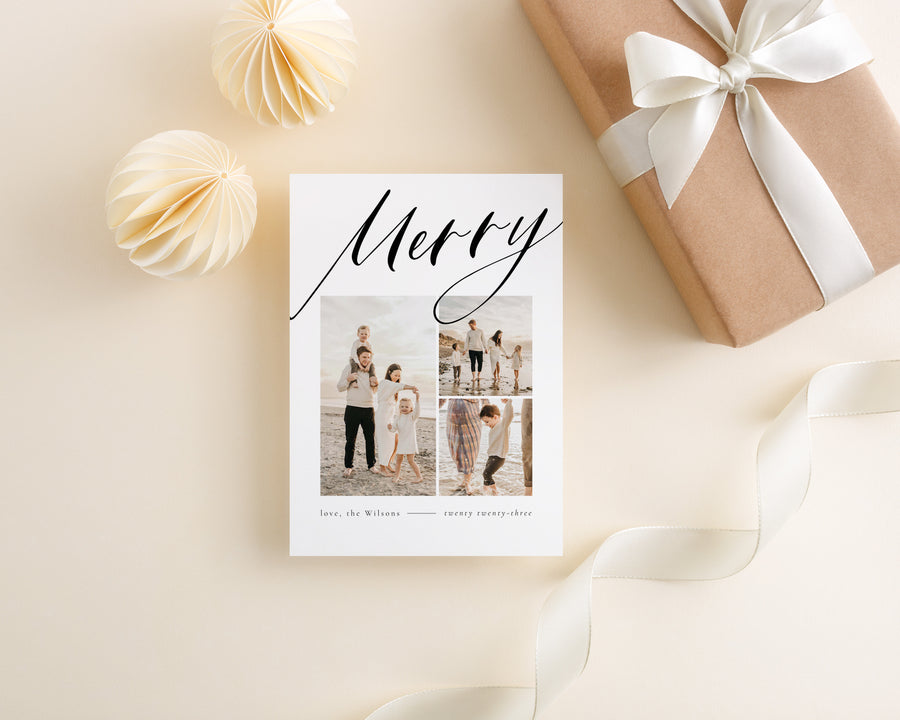 Merry Christmas Card Template, Christmas photo card Template, Canva Template,Minimalist Holiday Card Template,Photography Photoshop Card 5x7 - CD480