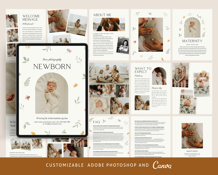 Newborn Photographer Welcome Guide and Magazine Template - MG078