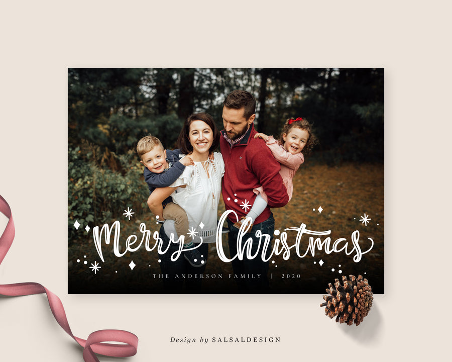 Christmas Card Photoshop Template, Holiday Card Template, Christmas Family Card, Christmas Photo Card - CD265