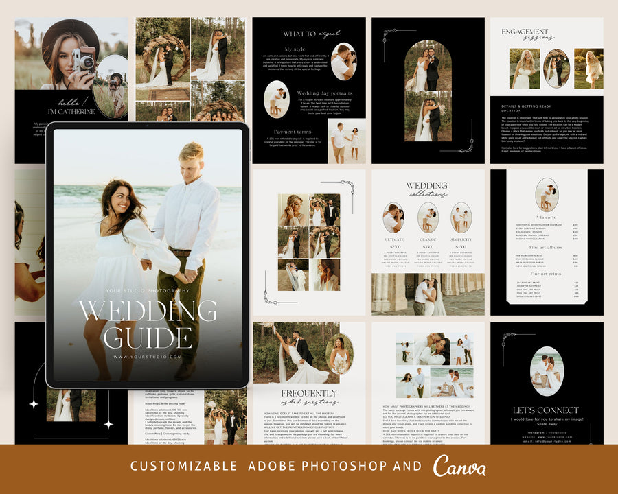 CANVA Wedding Photography Price Guide magazine Template, Pre-written Wedding Welcome Guide Template, PSD Photoshop price list CANVA template - MG064