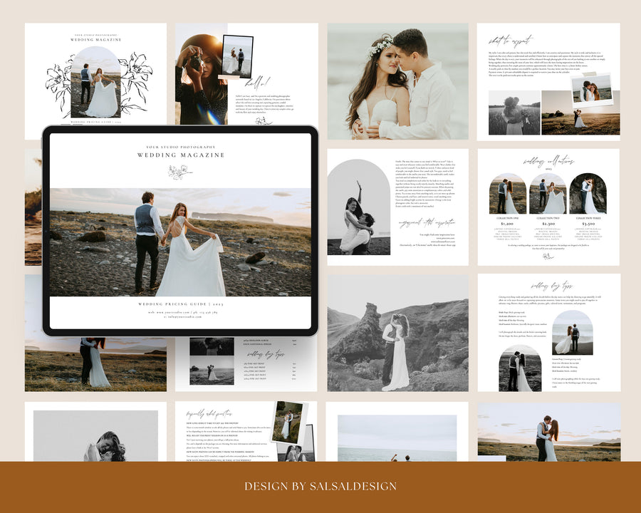 Wedding Photography Pricing Guide Template, Welcome Guide With Text, Photographer Client Guide, Magazine Canva Template, Photoshop Template - MG048