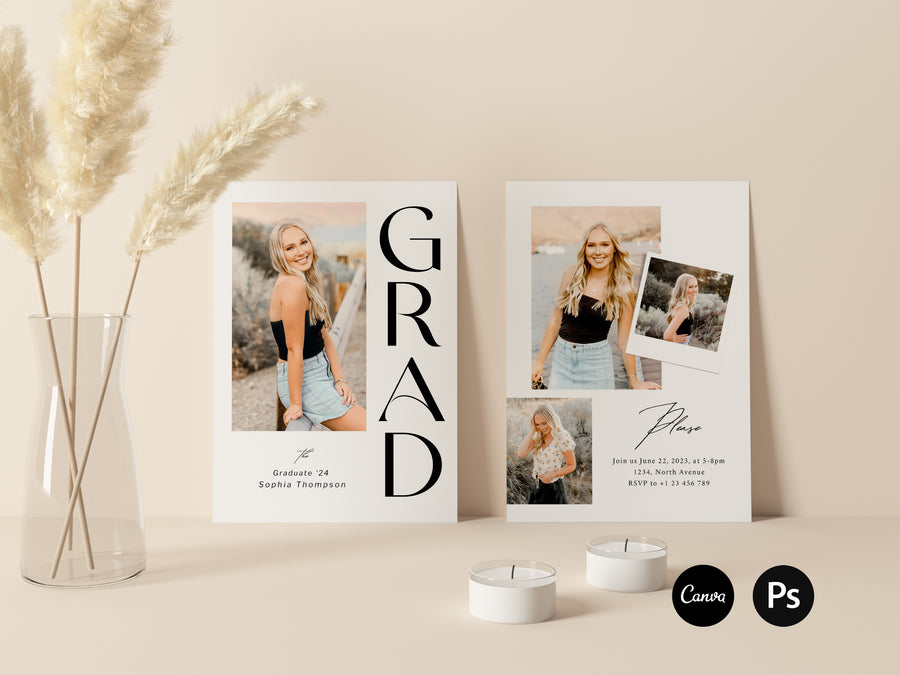 Graduation Announcement and Invitation Card Template - G443