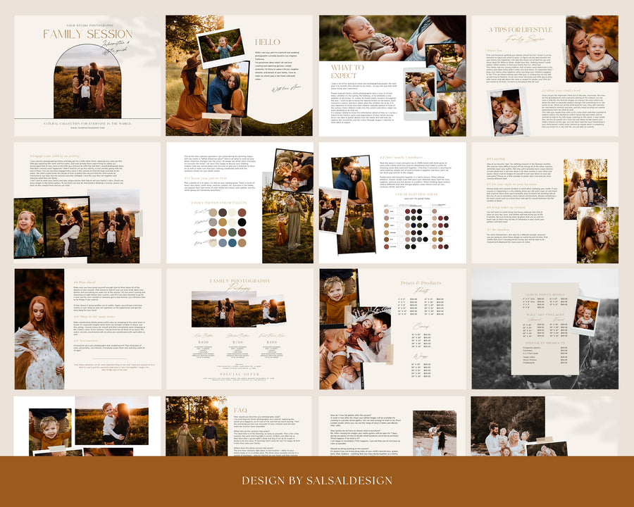 CANVA Family Photography style Guide magazine Template, Pre-written Family Session Welcome Guide Template, Photoshop price list CANVA template - MG046