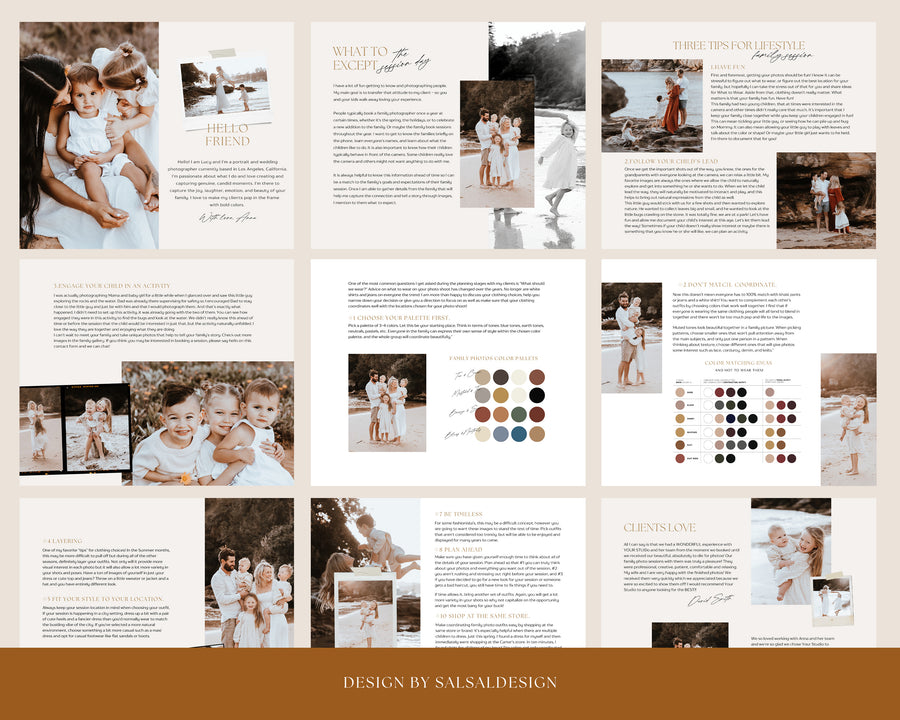 CANVA Family Photography style Guide magazine Template, Pre-written Family Session Welcome Guide Template, Photoshop price list CANVA template - MG045