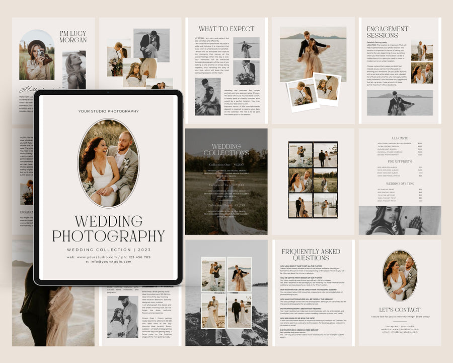 Wedding Magazine Template Canva and Photoshop, Wedding Welcome guide, Wedding Price Guide list, Pricing Brochure, Photographer Client Guide - MG072