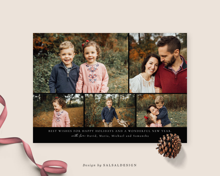 Christmas Card Photoshop Template, Holiday Card Template, Christmas Family Card, Christmas Photo Card - CD265