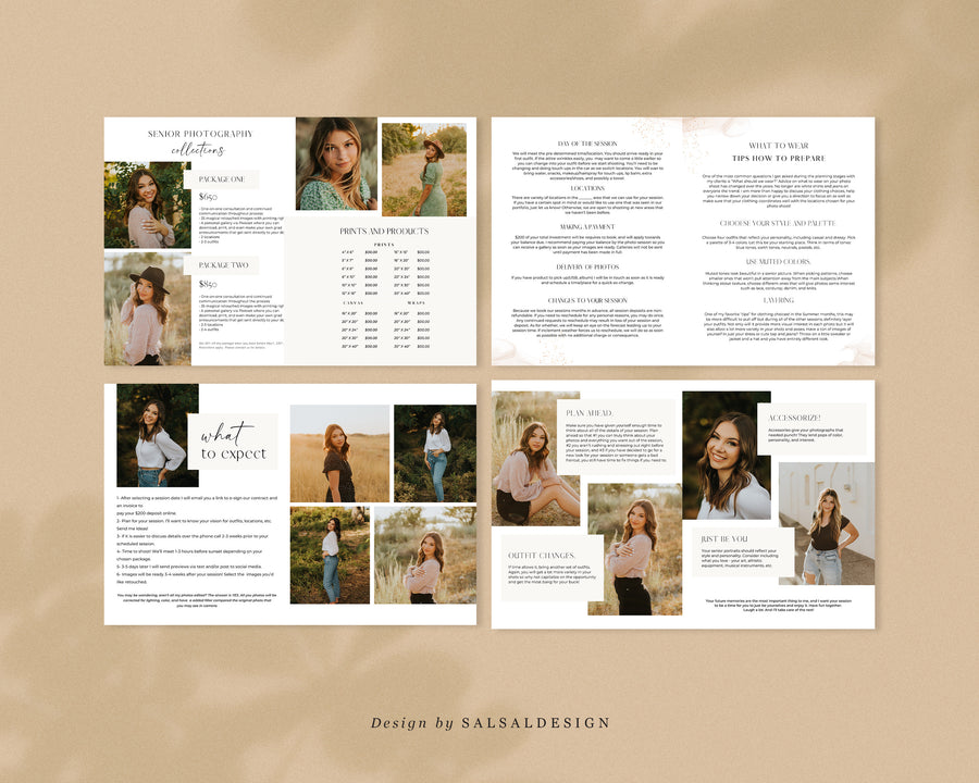 CANVA Senior Photography style Guide magazine Template, Graduation Photography Welcome Guide Template, Photoshop price list CANVA template - MG031