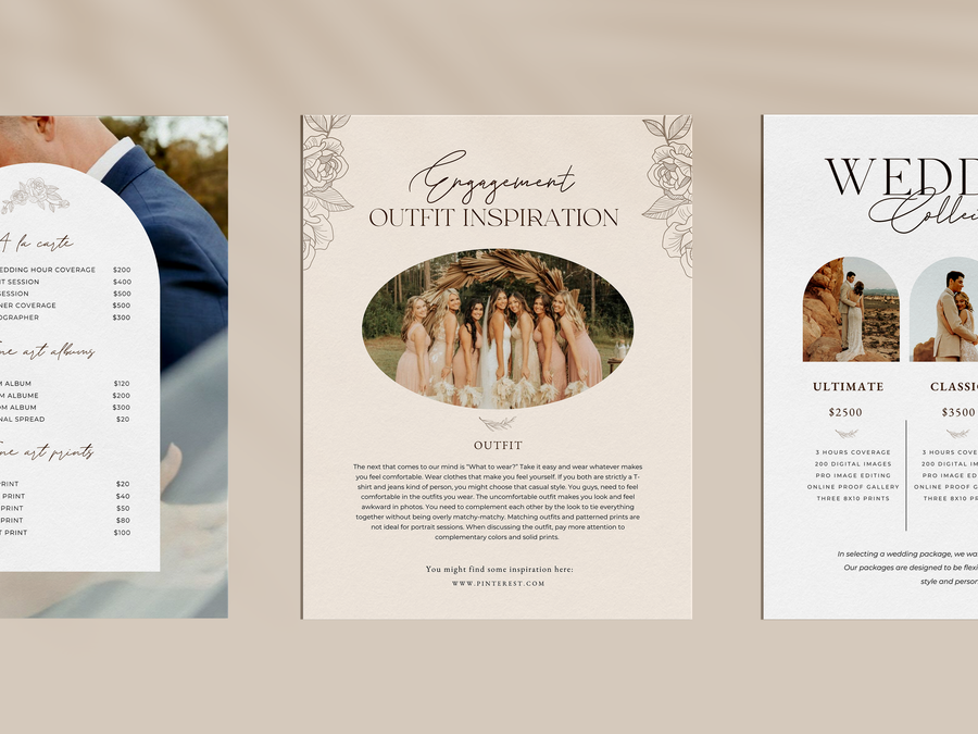 CANVA Wedding Photography Price Guide magazine Template, Pre-written Wedding Welcome Guide Template, PSD Photoshop price list CANVA template - MG063