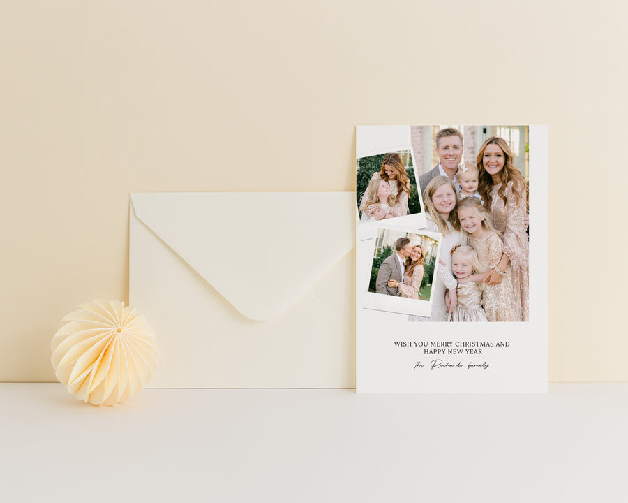 Merry Christmas Card Template, Printable Christmas Photo Card, Holiday Photo Card Template, Family Canva Template,Photoshop Holiday Card 5x7 - CD490