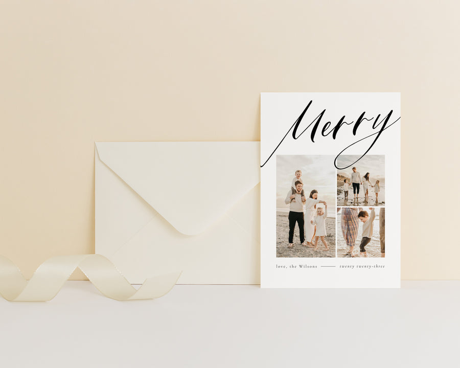 Merry Christmas Card Template, Christmas photo card Template, Canva Template,Minimalist Holiday Card Template,Photography Photoshop Card 5x7 - CD480