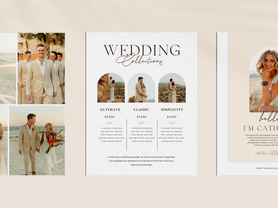 CANVA Wedding Photography Price Guide magazine Template, Pre-written Wedding Welcome Guide Template, PSD Photoshop price list CANVA template - MG063