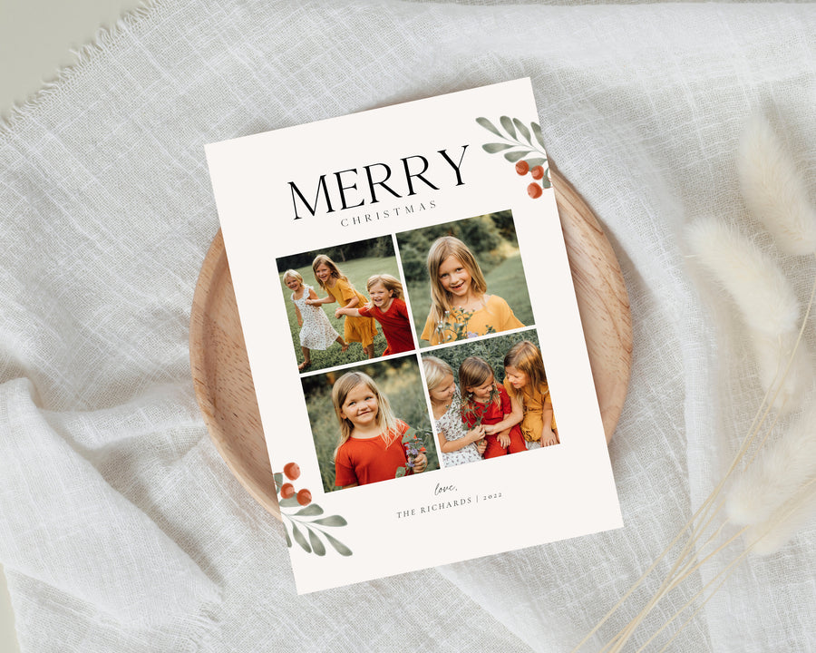 Christmas Card Template, Photoshop & Canva Template, Editable Holiday Card Template,Greeting Card, Christmas Photo Card, Merry Christmas - CD452