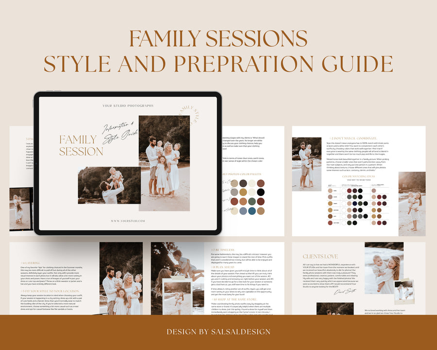 CANVA Family Photography style Guide magazine Template, Pre-written Family Session Welcome Guide Template, Photoshop price list CANVA template - MG045