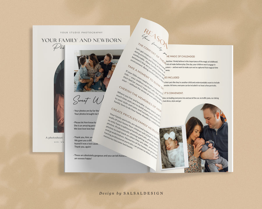 CANVA Family & Newborn Photography style Guide magazine Template, Pre-written Newborn Welcome Guide Template, PSD Photoshop price list CANVA - MG036