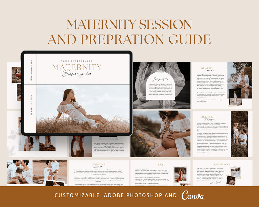 Maternity Session Style Guide Canva & Photoshop Template, Photography What to Wear, Maternity Session, Maternity Session Preparation - MG049