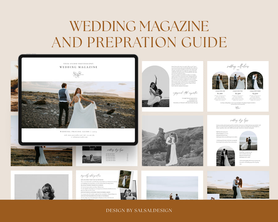 Wedding Photography Pricing Guide Template, Welcome Guide With Text, Photographer Client Guide, Magazine Canva Template, Photoshop Template - MG048