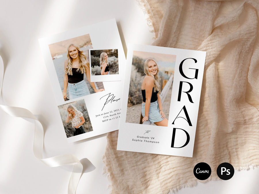 Graduation Announcement and Invitation Card Template - G443