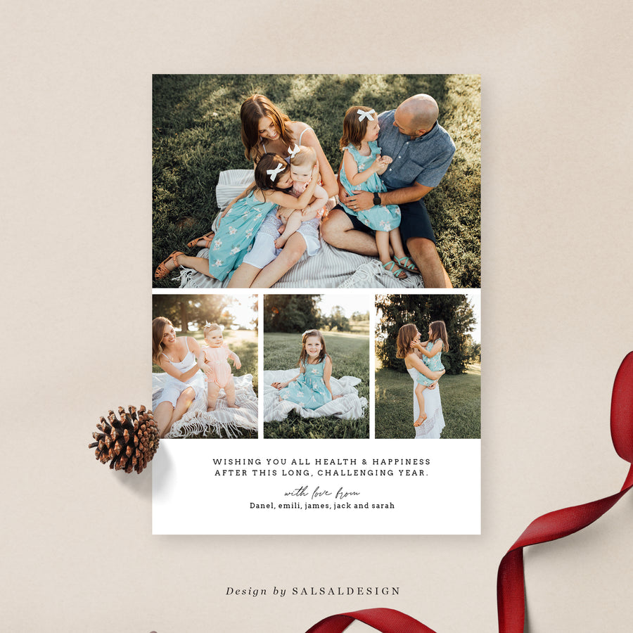 Canva & Photoshop Card Template, Holiday Card Template, Christmas Family Card, Christmas Photo Card, Canva Template - Foil Background - CD219