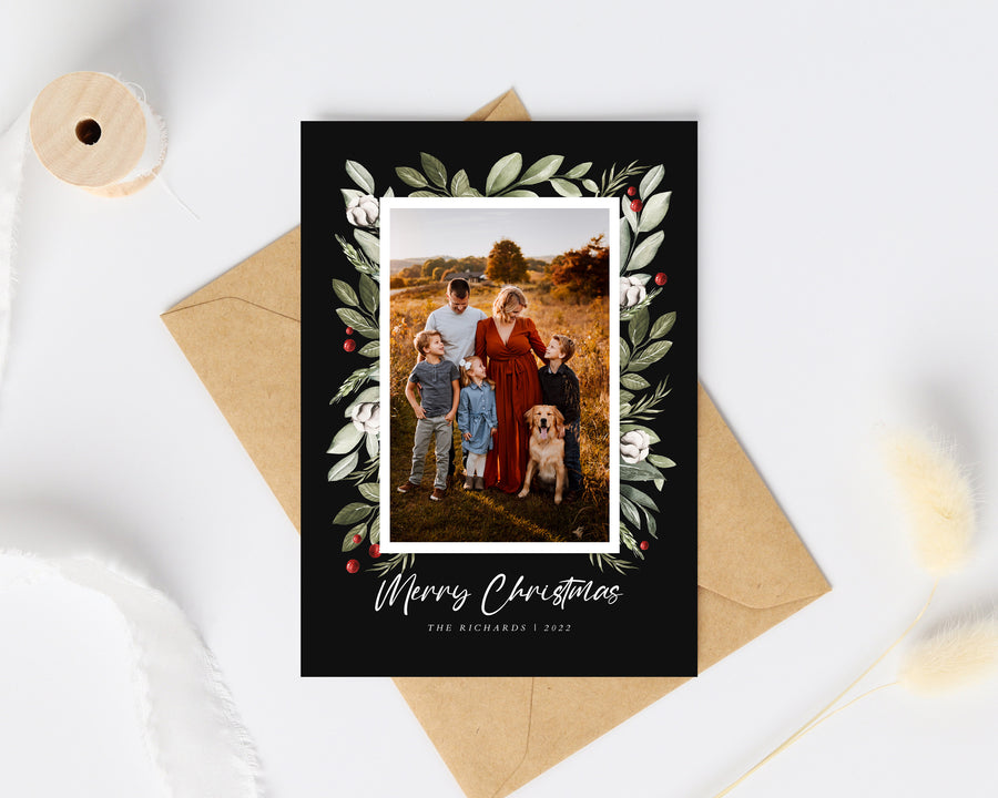 Christmas Card Template, Photoshop & Canva Template, Editable Holiday Card Template,Greeting Card, Christmas Photo Card, Merry Christmas - CD460