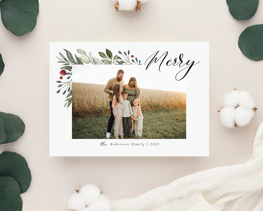 Christmas Card Template, Photoshop & Canva Template, Editable Holiday Card Template,Greeting Card, Christmas Photo Card, Merry Christmas - CD458