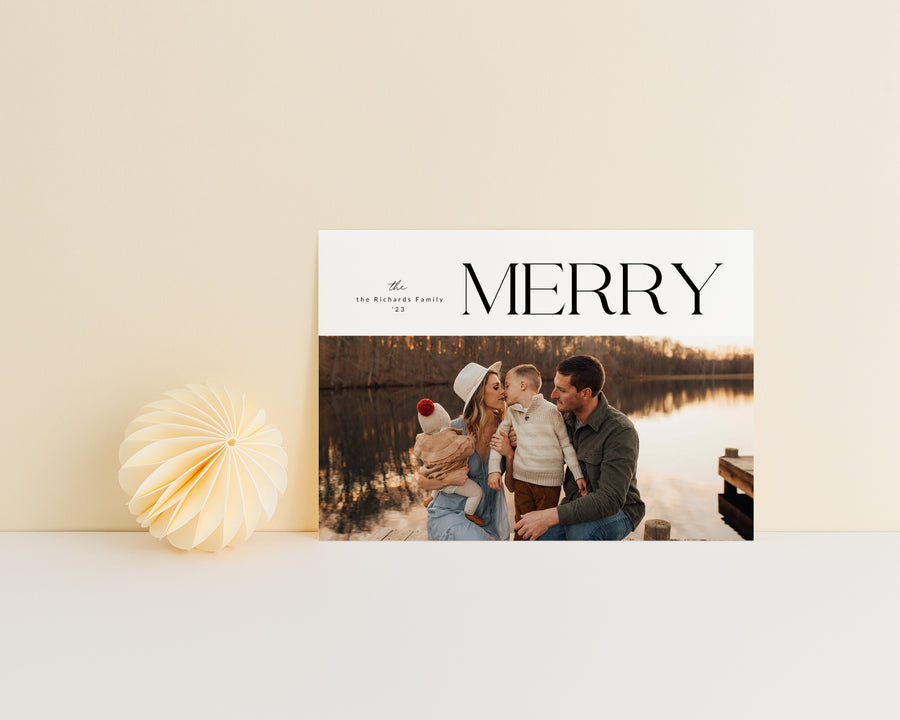 Black And White Merry Christmas 5x7 Template - CD488