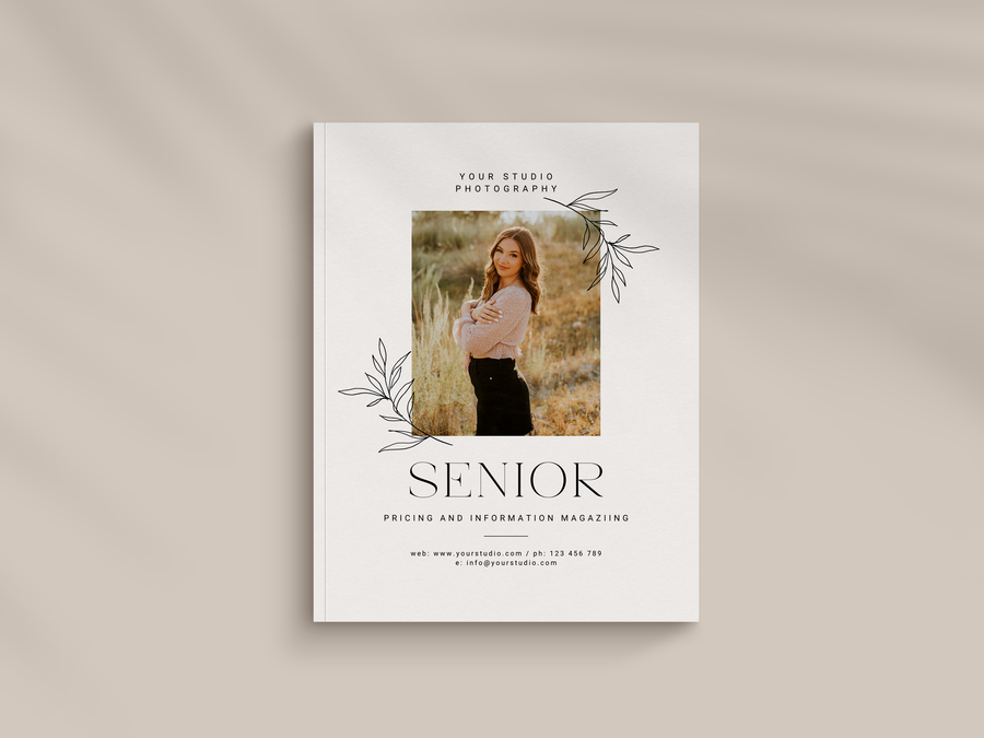 CANVA Senior Photography style Guide magazine Template, Graduation Photography Welcome Guide Template, Photoshop price list CANVA template - MG055