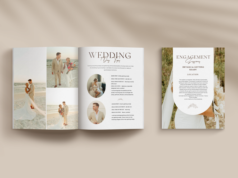 CANVA Wedding Photography Price Guide magazine Template, Pre-written Wedding Welcome Guide Template, PSD Photoshop price list CANVA template - MG063