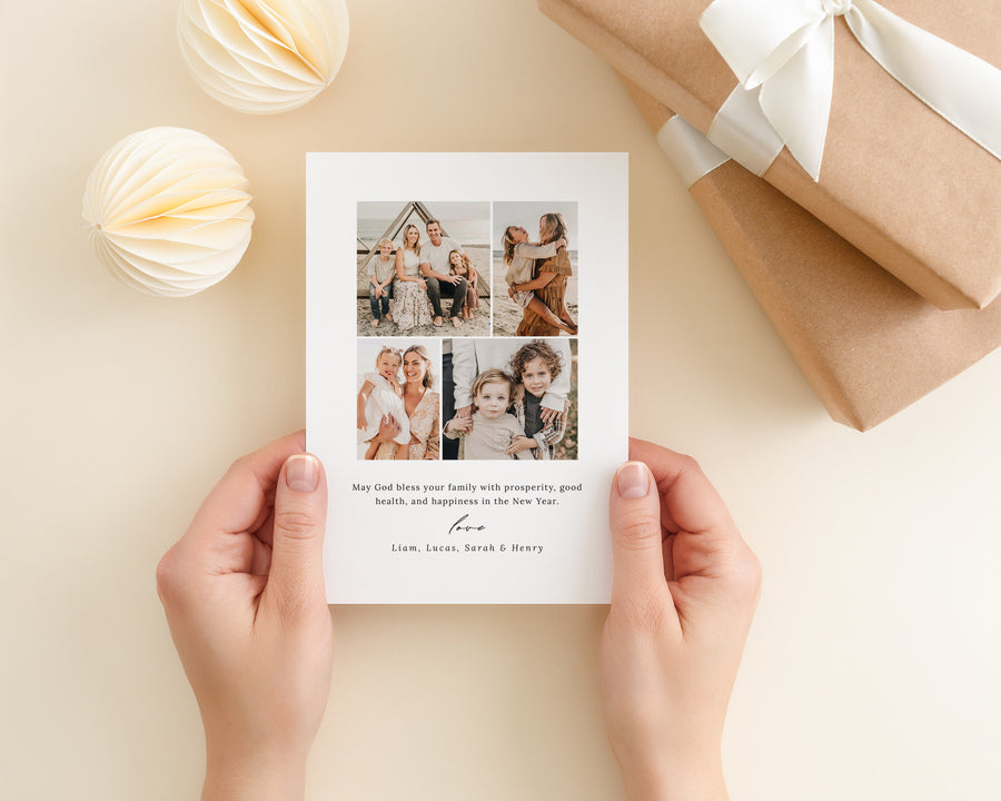 Merry Christmas Card Template, 5x7 Printable Christmas Photo Card Template, Holiday Photo Card, Family Photoshop Canva Template,Holiday Card - CD493