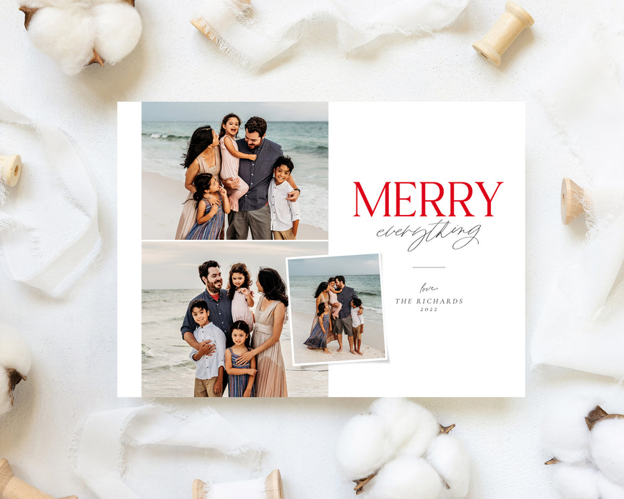 Editable Christmas Canva & Photoshop Card Template, Christmas Editable Card, Christmas Printable Card, Christmas Editable Photo Card - CD453