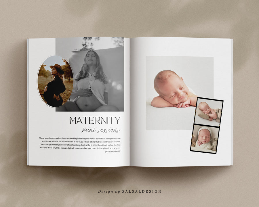 CANVA Newborn Photography style Guide magazine Template, Pre-written Newborn Welcome Guide Template, PSD Photoshop price list CANVA template - MG039