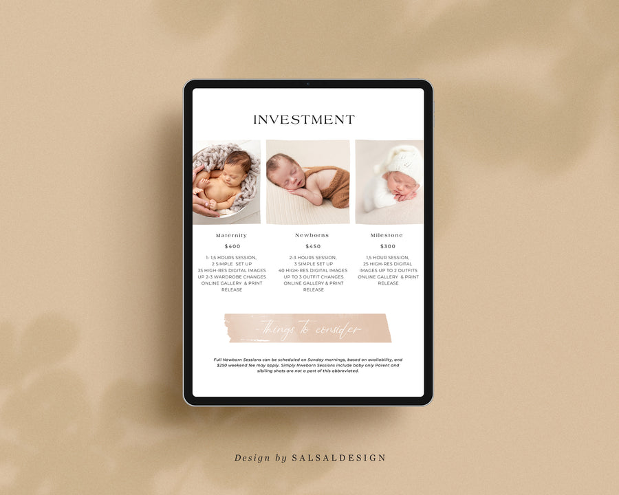 Newborn Photographer Welcome Guide Template, Canva Photography Magazine Template, Newborn Session Prep Guide, Photoshop Marketing What to wear- MG032