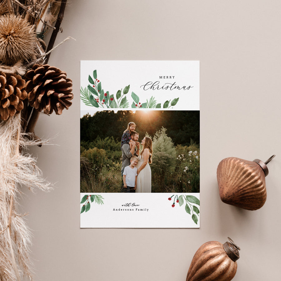 Christmas Card Photoshop Template, Holiday Card Template, Christmas Family Card, Christmas Photo Card  - CD144