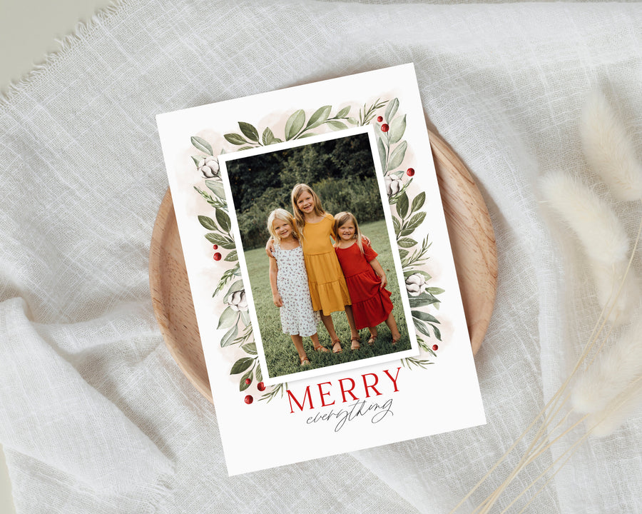 Christmas Card Template, Photoshop & Canva Template, Editable Holiday Card Template,Greeting Card, Christmas Photo Card, Merry Christmas - CD459