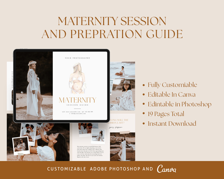 Maternity Session Style Guide Canva & Photoshop Template, Photography What to Wear, Maternity Session, Maternity Session Preparation - MG053