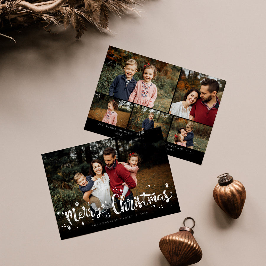 Christmas Card Photoshop Template, Holiday Card Template, Christmas Family Card, Christmas Photo Card - CD265