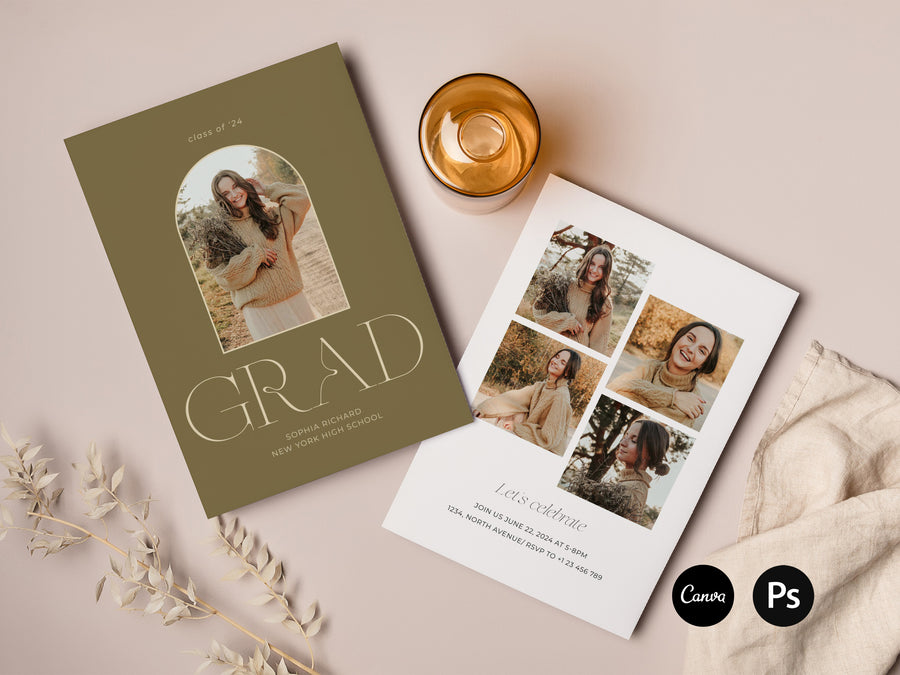 Graduation Announcement and Invitation Card Template - G455