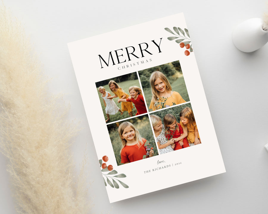 Christmas Card Template, Photoshop & Canva Template, Editable Holiday Card Template,Greeting Card, Christmas Photo Card, Merry Christmas - CD452