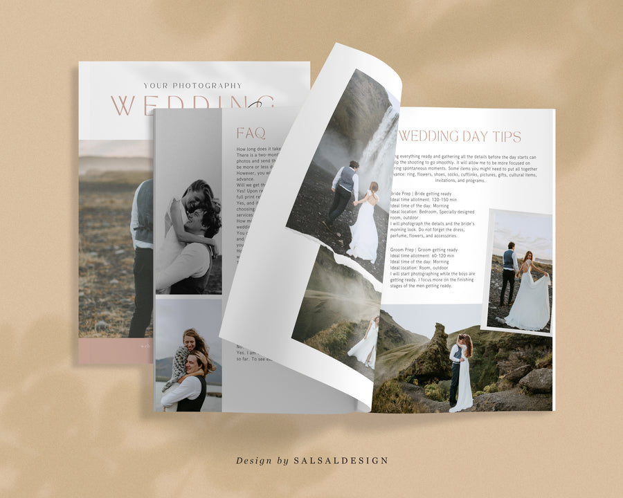 CANVA Wedding Photography Price Guide magazine Template, Pre-written Wedding Welcome Guide Template, PSD Photoshop price list CANVA template - MG037