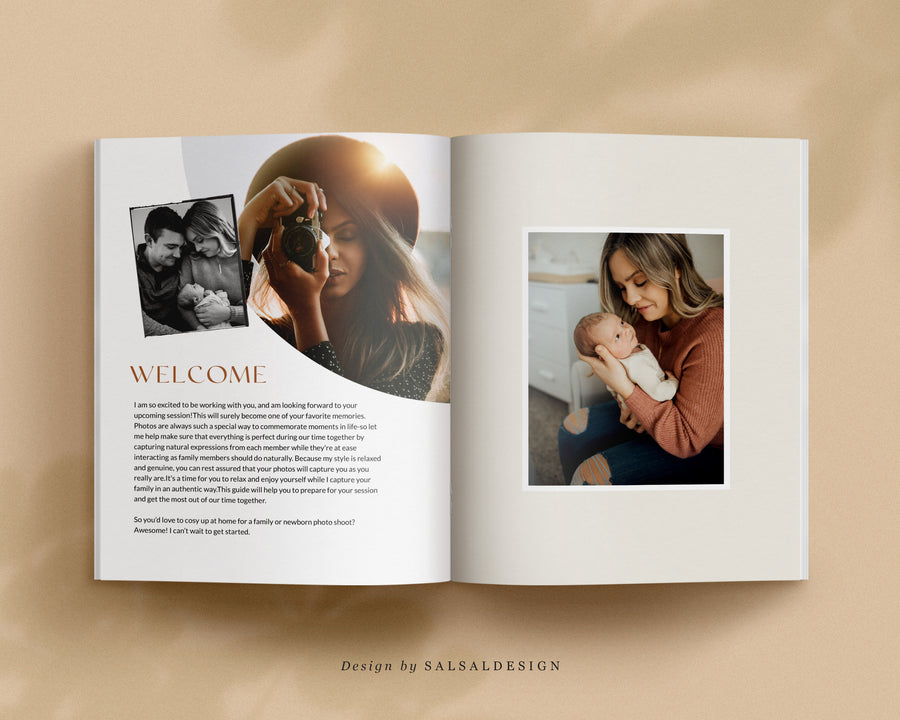 CANVA Family & Newborn Photography style Guide magazine Template, Pre-written Newborn Welcome Guide Template, PSD Photoshop price list CANVA - MG036