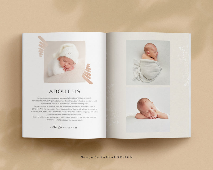 Newborn Photographer Welcome Guide Template, Canva Photography Magazine Template, Newborn Session Prep Guide, Photoshop Marketing What to wear- MG032